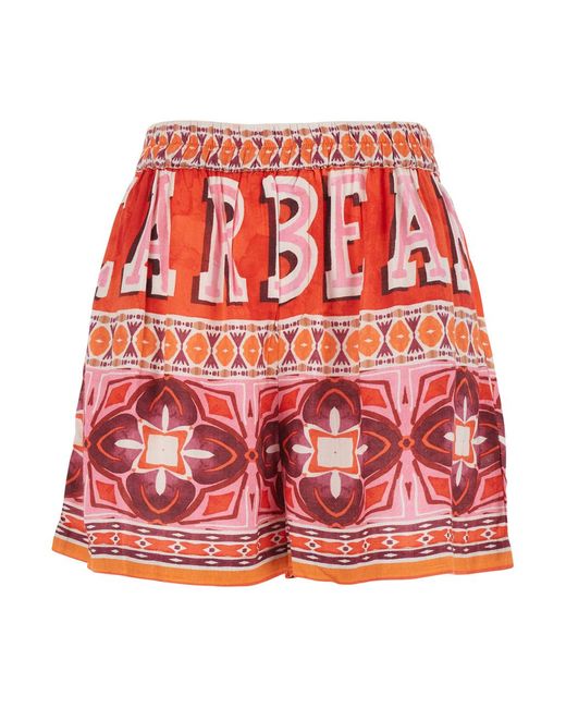 Miss June Red Short Kassie With High Waist And Modal Pockets For Bermuda