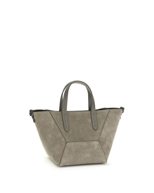 Brunello Cucinelli Multicolor Suede Shoulder Bag Calf Leather Bos Taurus