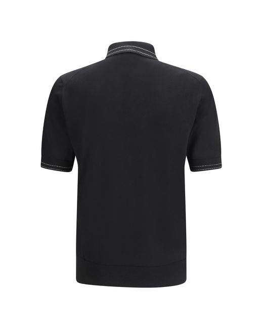 Dolce & Gabbana Black Silk Polo With Collar And Short Sleeves Shirts for men