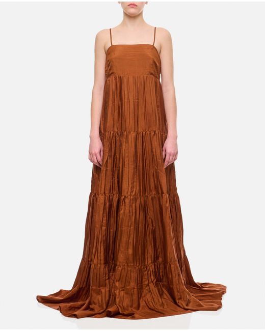 THE ROSE IBIZA Brown Formentera Silk Maxi Dress