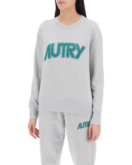Autry Gray Sweatshirt With Maxi Logo Print