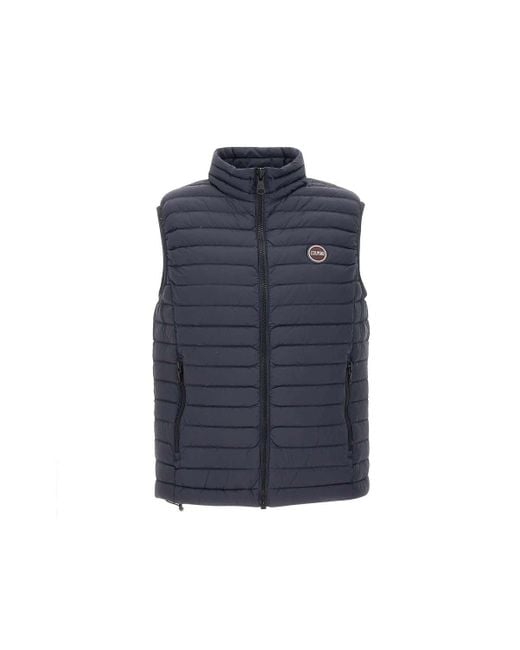 Colmar Blue Logo-Patch Zipped Padded Gilet for men