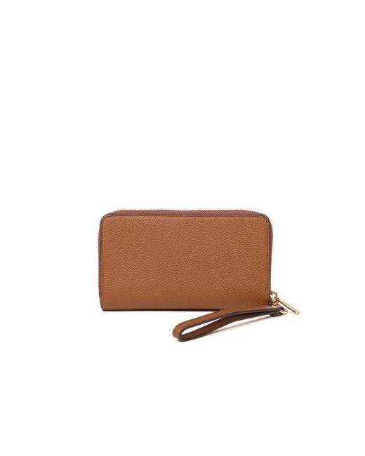 Michael Kors Brown Large Pebbled Leather Smartphone Wristlet