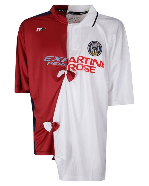 Martine Rose Men's Red Collage Football Top T-Shirt