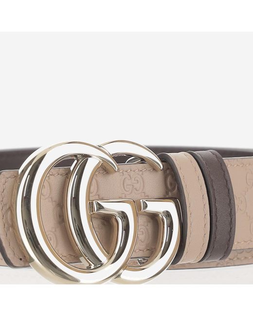 Gucci Natural Reversible Leather Belt With Gg Motif