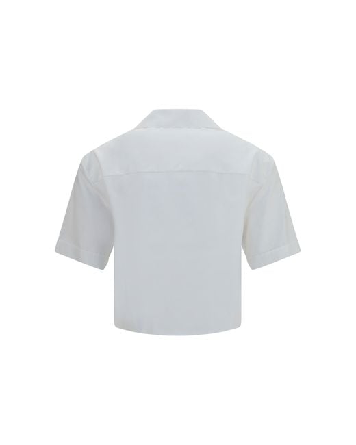 Versace Gray Shirt Cropped Cotton Poplin