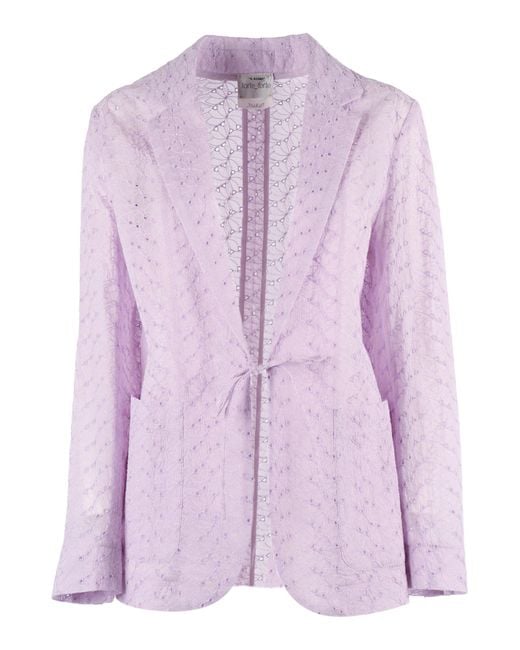 Forte_forte Purple Muslin Jacket With Broderie Anglaise Embroidery Cotton Lining