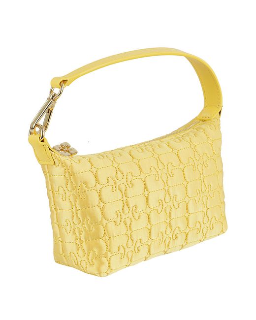 Ganni Yellow Butterfly Small Pouch Satin