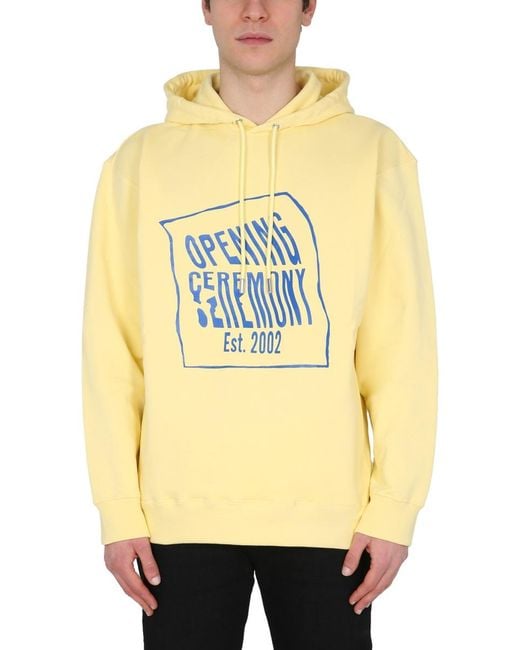 Opening Ceremony Yellow Hoodie Cotton Sweatshirts for men
