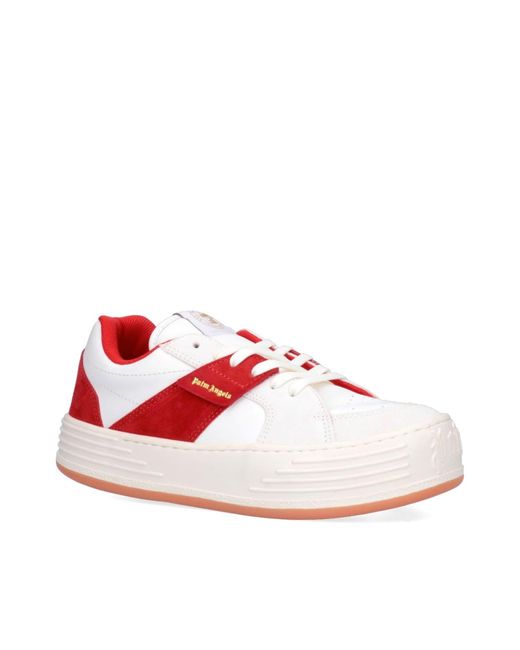 Palm Angels Red Leather Logo Sneakers for men