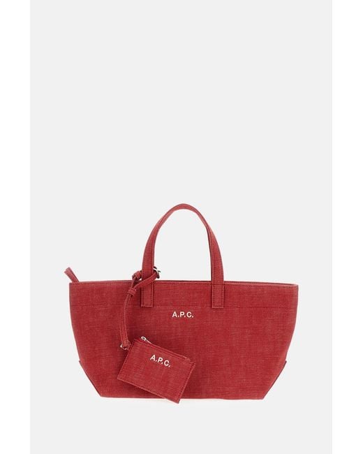 A.P.C. Red Le Drummer Toile Small Tote Bag