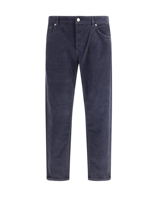 PT Torino Blue Corduroy Design Pants for men