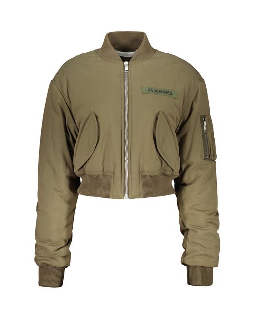 Palm Angels Green Padded Bomber Jacket