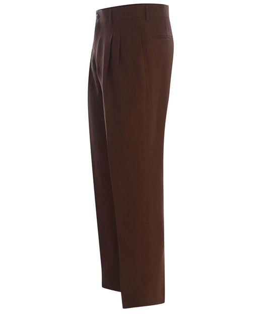 Costumein Brown Trousers Matteo Made Of Fresh Wool for men