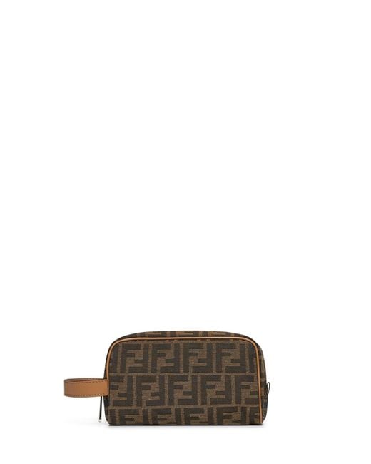 Fendi Brown Toiletry Bag Calf Leather Wallets & Cardholders for men