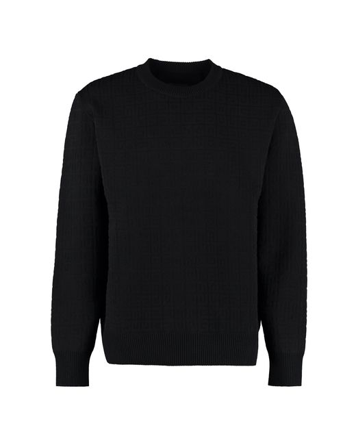 Givenchy Black Long-Sleeve Crew-Neck Jacquard Sweater Wool Sweatshirts for men