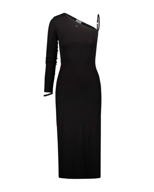 Courreges Black One Sleeve Long Dress Clothing