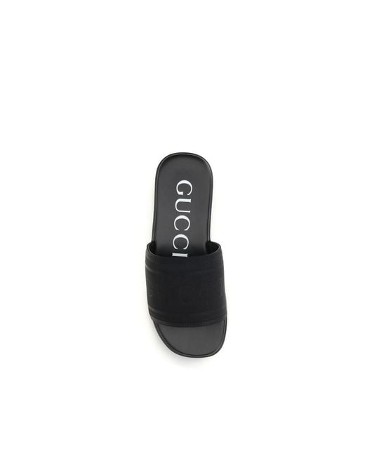 Gucci Black Fabric Flat Sandals for men