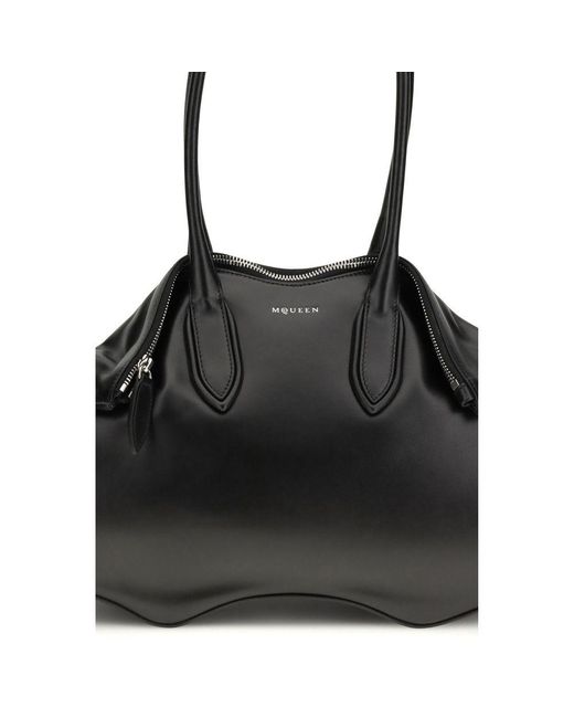 McQueen Black Calf Leather Bos Taurus Shoulder Bag