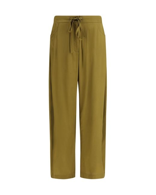Ella Green Barrel Leg Pants With Drawstring Viscose