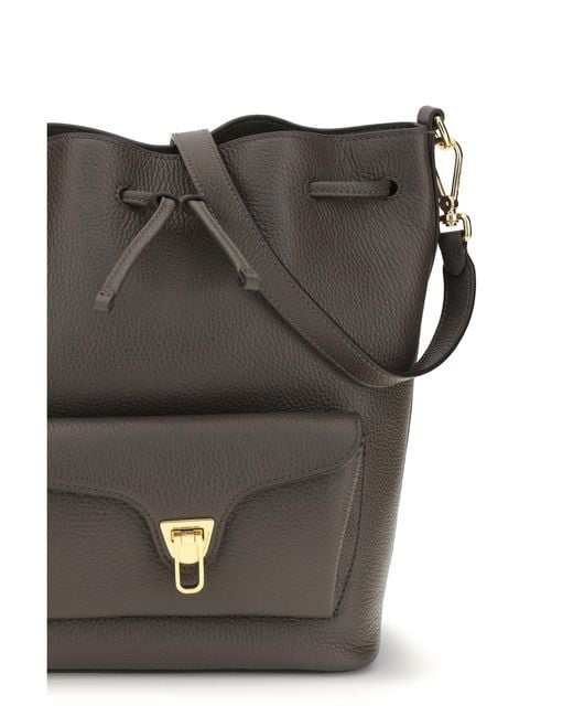 Coccinelle Gray Beat Generation Bucket Bag Calf Leather Bos Taurus