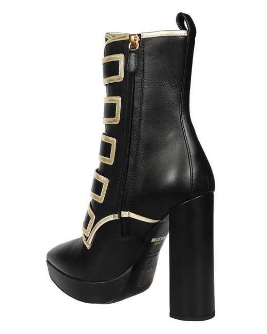 Moschino Black Leather Ankle Boots