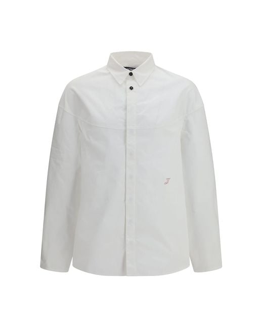 Jacquemus White Cotton Shirt With Logo for men
