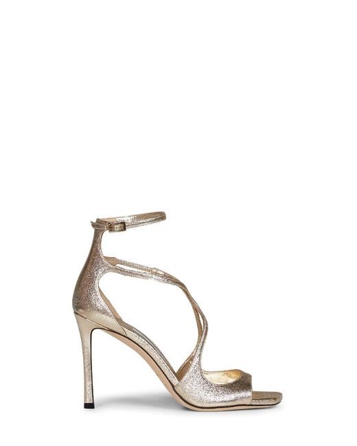 Jimmy Choo White Platinum Brilliance Fabric Azia 95 Sandals