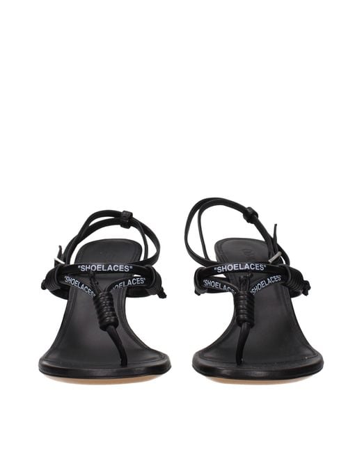 Off-White c/o Virgil Abloh Black Off Leather Flip Flops