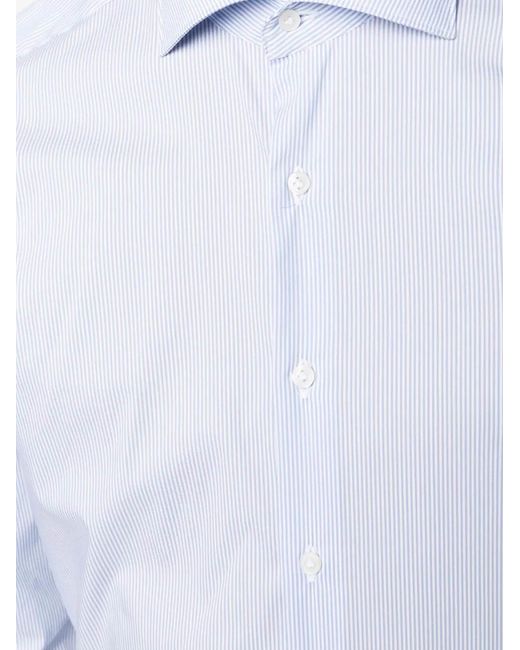 Fay White Cotton Striped Shirt for men