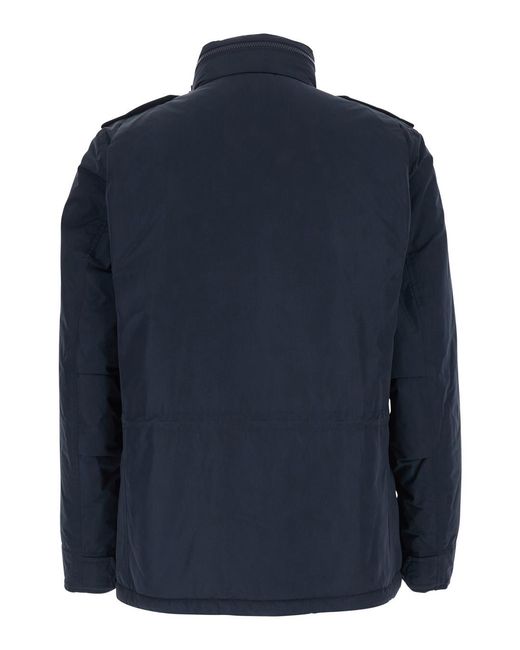 Aspesi Blue Jacket Tech Fabric Polyester Coat for men