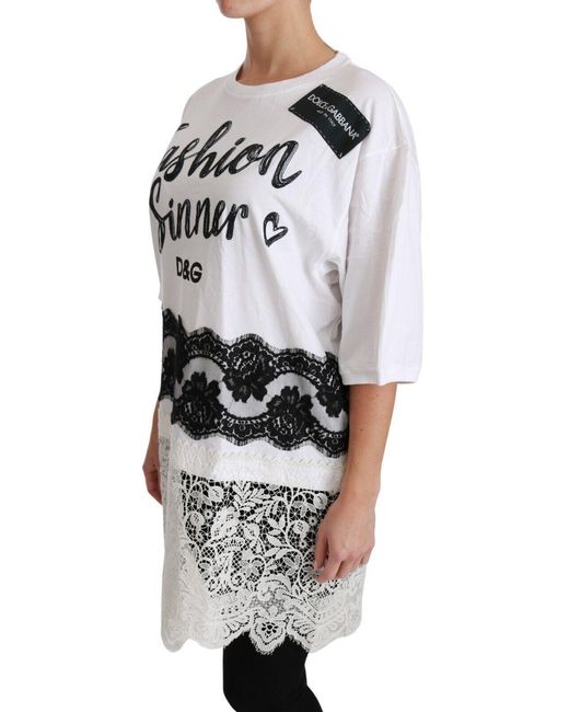 Dolce & Gabbana Gray Chic Dg Fashion Sinner Oversized Tee