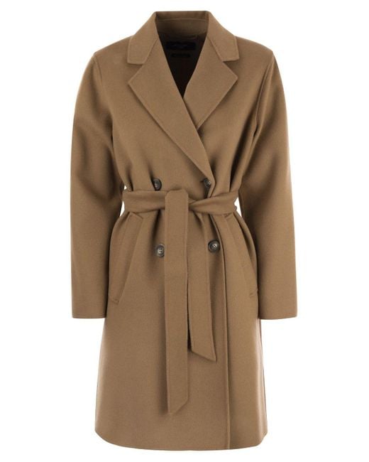 Weekend by Maxmara Brown Double-Breasted Belted Coat