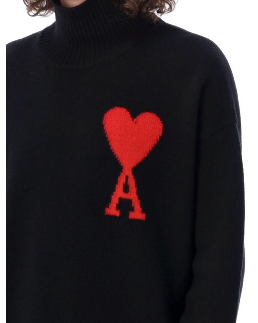 AMI Blue Ami De Coeur Funnel Neck Sweater for men