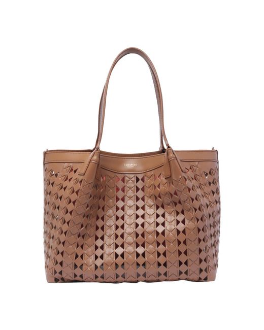 Serapian Brown Small Secret Mosaico Shoulder Bag