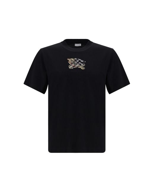 Burberry Black Checked Logo Cotton T-Shirt for men