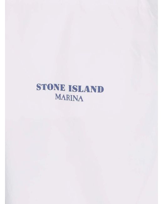 Stone Island White Marina Shorts for men