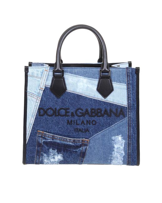 Dolce & Gabbana Blue Handbag In Denim Patch