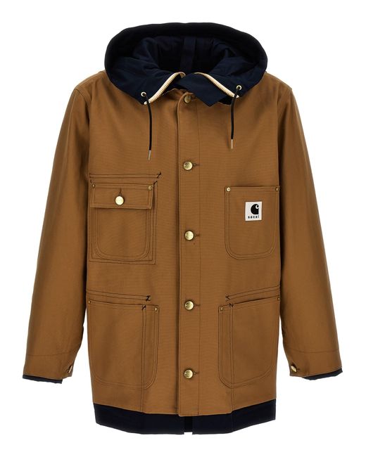 Sacai Brown X Carhartt Wip Reversible Jacket for men