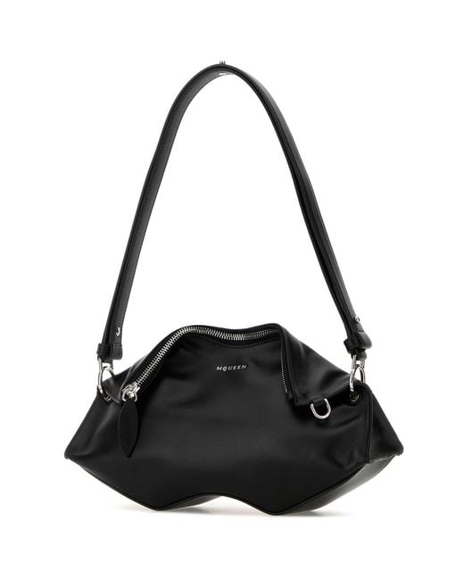 Alexander McQueen Black Nappa Leather Manta Clutch