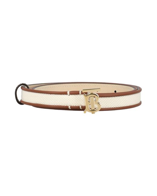 Burberry Natural Canvas And Leather Tb Belt