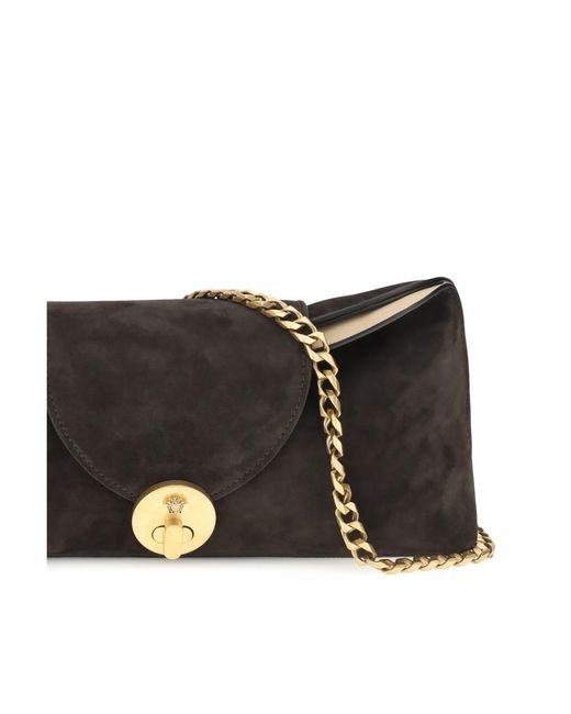 Versace White Suede Pouch Vivian Calf Leather Shoulder Bags
