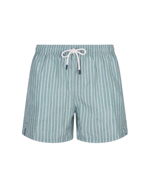 Fedeli Blue Striped Swim Shorts for men