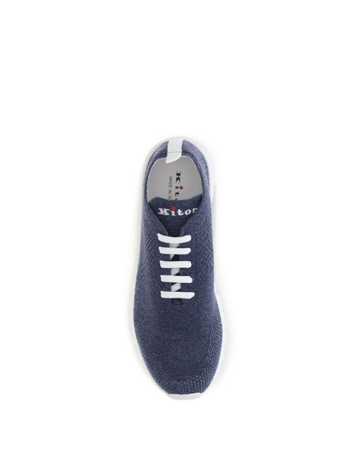 Kiton Blue Fabric Sneakers Upper: Fabric; Sole: Rubber for men