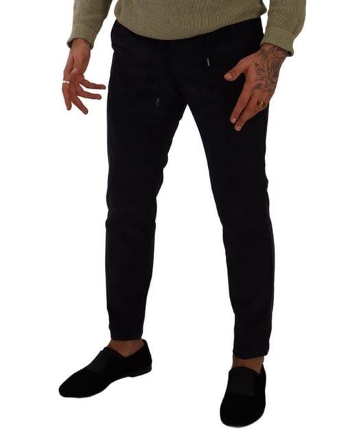 Dolce & Gabbana Black Cotton Skinny Corduroy Trouser Pants Polyester for men