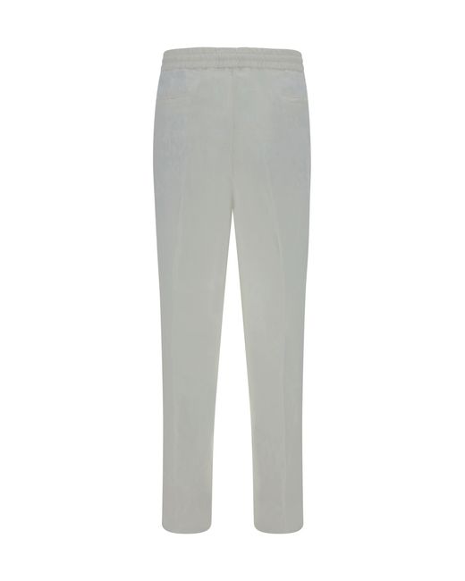 Brunello Cucinelli White Linen Trousers for men