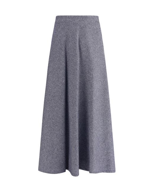 Sara Roka Gray Flared Midi Skir Skirt