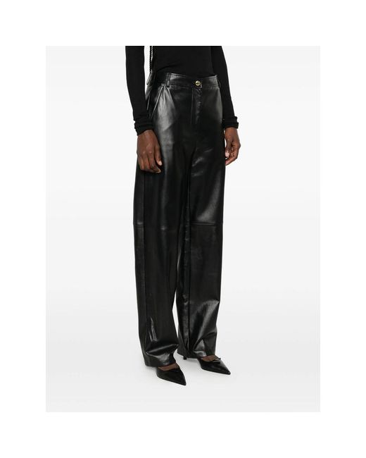 Max Mara Gray Leather Trousers