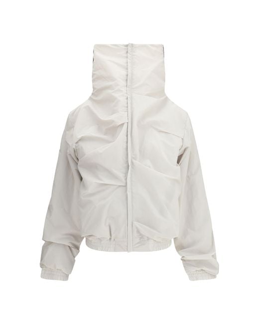 ALAINPAUL White High Collar Jacket Polyamide