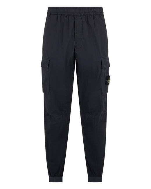 Stone Island Blue Cargo Trousers Cotton for men